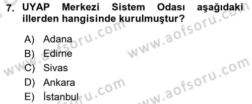Mesleki Bilgisayar Ve Uyap Dersi 2023 - 2024 Yılı (Vize) Ara Sınav Soruları 7. Soru