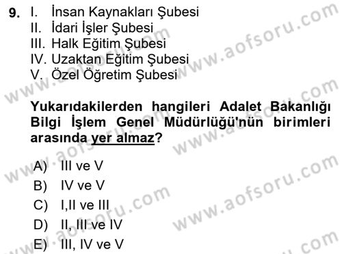 Mesleki Bilgisayar Ve Uyap Dersi 2023 - 2024 Yılı (Vize) Ara Sınav Soruları 9. Soru