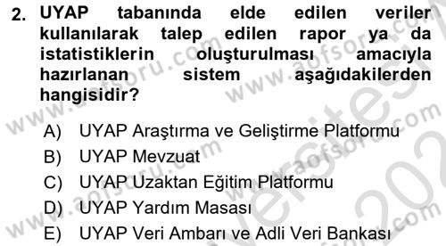 Mesleki Bilgisayar Ve Uyap Dersi 2023 - 2024 Yılı (Final) Dönem Sonu Sınav Soruları 2. Soru