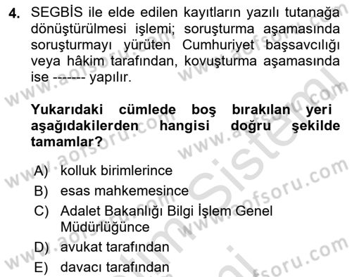 Mesleki Bilgisayar Ve Uyap Dersi 2023 - 2024 Yılı (Final) Dönem Sonu Sınav Soruları 4. Soru