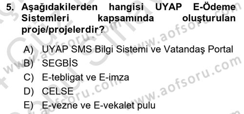 Mesleki Bilgisayar Ve Uyap Dersi 2023 - 2024 Yılı (Final) Dönem Sonu Sınav Soruları 5. Soru