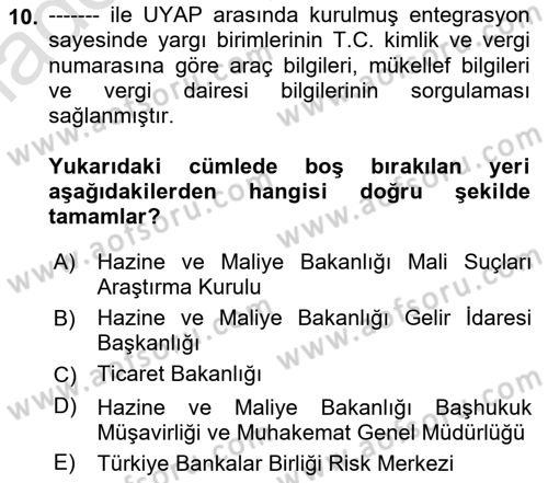 Mesleki Bilgisayar Ve Uyap Dersi 2023 - 2024 Yılı Yaz Okulu Sınav Soruları 10. Soru