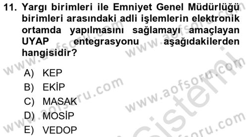 Mesleki Bilgisayar Ve Uyap Dersi 2023 - 2024 Yılı Yaz Okulu Sınav Soruları 11. Soru