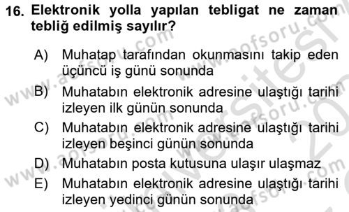 Mesleki Bilgisayar Ve Uyap Dersi 2023 - 2024 Yılı Yaz Okulu Sınav Soruları 16. Soru