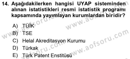Mesleki Bilgisayar Ve Uyap Dersi 2024 - 2025 Yılı (Vize) Ara Sınav Soruları 14. Soru