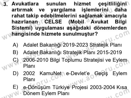 Mesleki Bilgisayar Ve Uyap Dersi 2024 - 2025 Yılı (Vize) Ara Sınav Soruları 3. Soru
