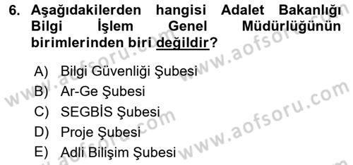 Mesleki Bilgisayar Ve Uyap Dersi 2024 - 2025 Yılı (Vize) Ara Sınav Soruları 6. Soru
