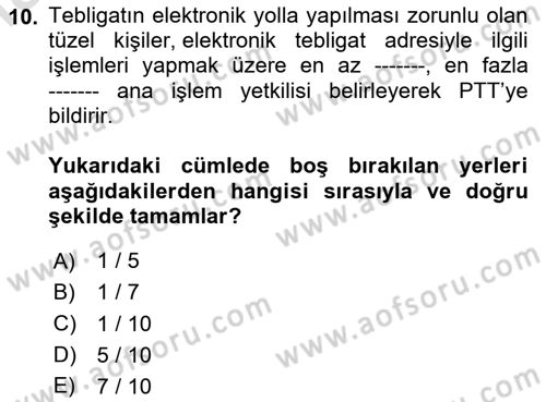 Mesleki Bilgisayar Ve Uyap Dersi 2024 - 2025 Yılı (Final) Dönem Sonu Sınav Soruları 10. Soru