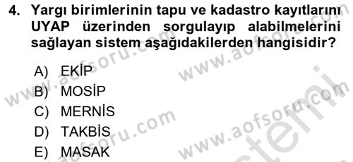 Mesleki Bilgisayar Ve Uyap Dersi 2024 - 2025 Yılı (Final) Dönem Sonu Sınav Soruları 4. Soru