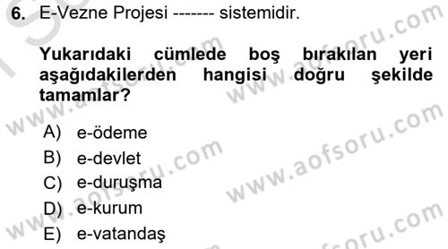 Mesleki Bilgisayar Ve Uyap Dersi 2024 - 2025 Yılı (Final) Dönem Sonu Sınav Soruları 6. Soru