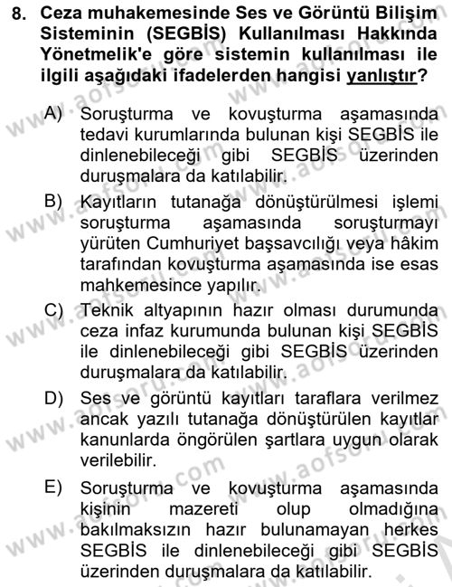 Mesleki Bilgisayar Ve Uyap Dersi 2024 - 2025 Yılı (Final) Dönem Sonu Sınav Soruları 8. Soru