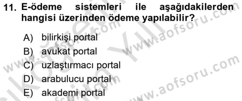 Mesleki Bilgisayar Ve Uyap Dersi 2024 - 2025 Yılı Yaz Okulu Sınav Soruları 11. Soru