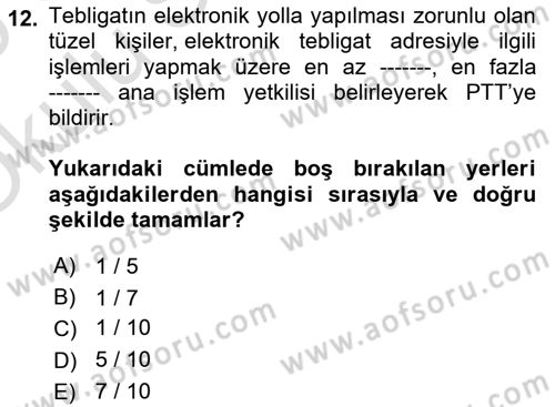 Mesleki Bilgisayar Ve Uyap Dersi 2024 - 2025 Yılı Yaz Okulu Sınav Soruları 12. Soru