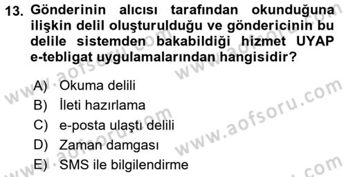 Mesleki Bilgisayar Ve Uyap Dersi 2024 - 2025 Yılı Yaz Okulu Sınav Soruları 13. Soru