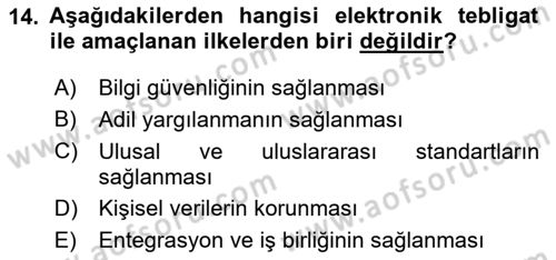Mesleki Bilgisayar Ve Uyap Dersi 2024 - 2025 Yılı Yaz Okulu Sınav Soruları 14. Soru