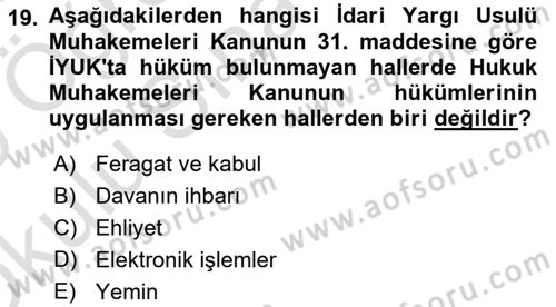 Mesleki Bilgisayar Ve Uyap Dersi 2024 - 2025 Yılı Yaz Okulu Sınav Soruları 19. Soru