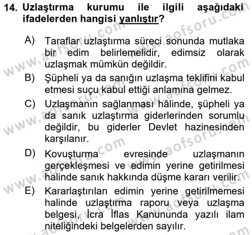 Mesleki Bilgisayar Ve Uyap Dersi 2025 - 2026 Yılı (Final) Dönem Sonu Sınav Soruları 14. Soru