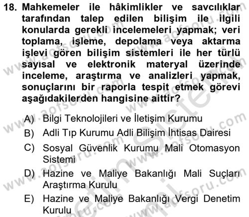 Mesleki Bilgisayar Ve Uyap Dersi 2025 - 2026 Yılı (Final) Dönem Sonu Sınav Soruları 18. Soru