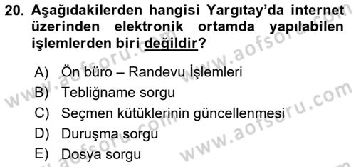 Mesleki Bilgisayar Ve Uyap Dersi 2025 - 2026 Yılı (Final) Dönem Sonu Sınav Soruları 20. Soru