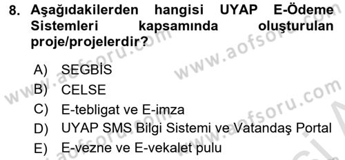 Mesleki Bilgisayar Ve Uyap Dersi 2025 - 2026 Yılı (Final) Dönem Sonu Sınav Soruları 8. Soru