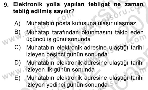 Mesleki Bilgisayar Ve Uyap Dersi 2025 - 2026 Yılı (Final) Dönem Sonu Sınav Soruları 9. Soru