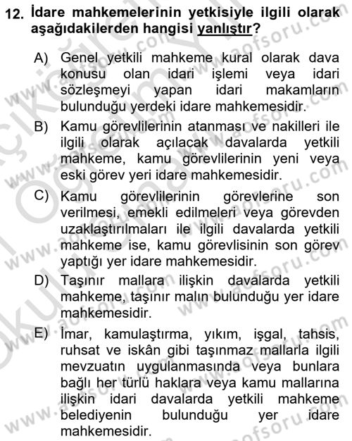 Temel Kalem Mevzuatı Bilgisi Dersi 2020 - 2021 Yılı Yaz Okulu Sınav Soruları 12. Soru