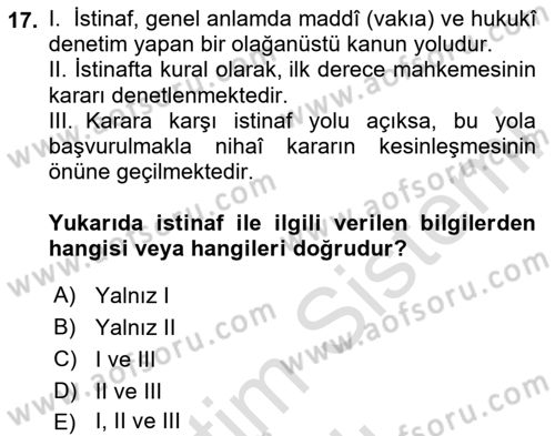 Temel Kalem Mevzuatı Bilgisi Dersi 2020 - 2021 Yılı Yaz Okulu Sınav Soruları 17. Soru