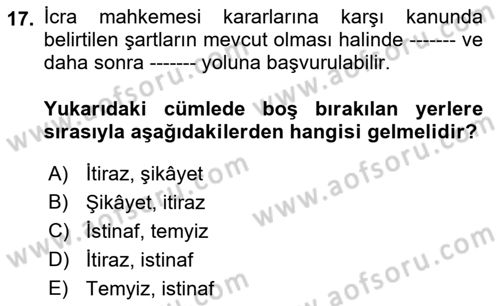 Temel Kalem Mevzuatı Bilgisi Dersi 2021 - 2022 Yılı (Vize) Ara Sınav Soruları 17. Soru