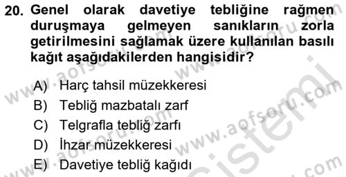 Temel Kalem Mevzuatı Bilgisi Dersi 2021 - 2022 Yılı (Vize) Ara Sınav Soruları 20. Soru
