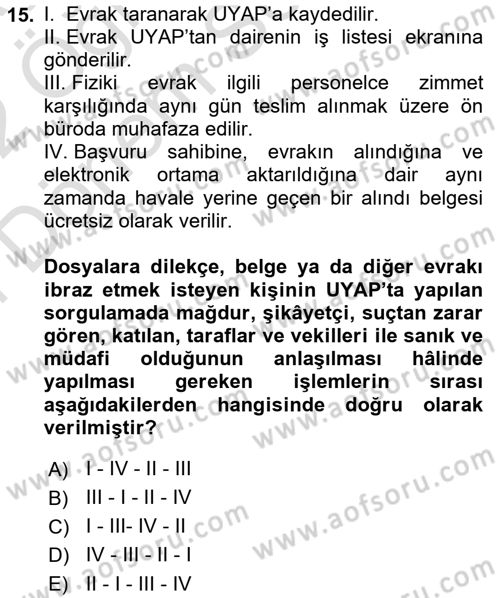Temel Kalem Mevzuatı Bilgisi Dersi 2021 - 2022 Yılı (Final) Dönem Sonu Sınav Soruları 15. Soru