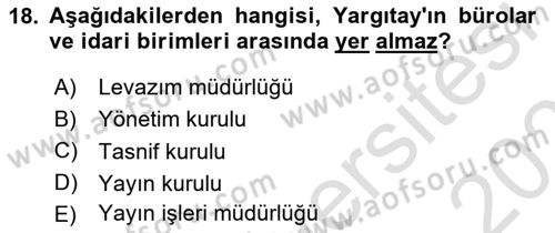 Temel Kalem Mevzuatı Bilgisi Dersi 2021 - 2022 Yılı (Final) Dönem Sonu Sınav Soruları 18. Soru