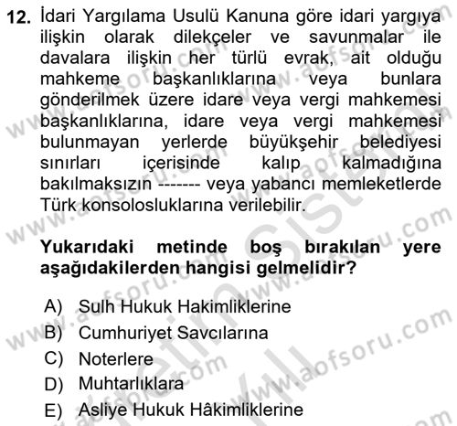 Temel Kalem Mevzuatı Bilgisi Dersi 2021 - 2022 Yılı Yaz Okulu Sınav Soruları 12. Soru