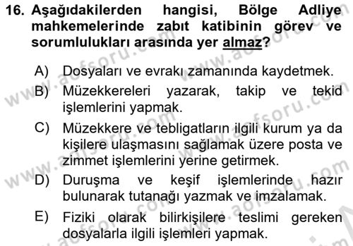 Temel Kalem Mevzuatı Bilgisi Dersi 2021 - 2022 Yılı Yaz Okulu Sınav Soruları 16. Soru
