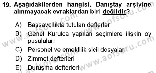 Temel Kalem Mevzuatı Bilgisi Dersi 2021 - 2022 Yılı Yaz Okulu Sınav Soruları 19. Soru