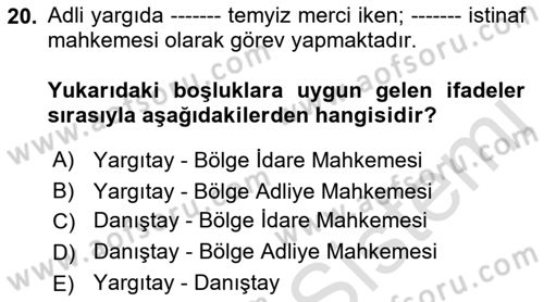 Temel Kalem Mevzuatı Bilgisi Dersi 2021 - 2022 Yılı Yaz Okulu Sınav Soruları 20. Soru