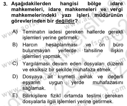Temel Kalem Mevzuatı Bilgisi Dersi 2021 - 2022 Yılı Yaz Okulu Sınav Soruları 3. Soru