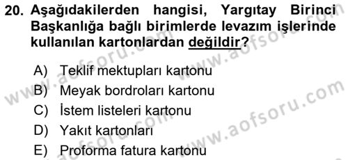 Temel Kalem Mevzuatı Bilgisi Dersi 2022 - 2023 Yılı Yaz Okulu Sınav Soruları 20. Soru