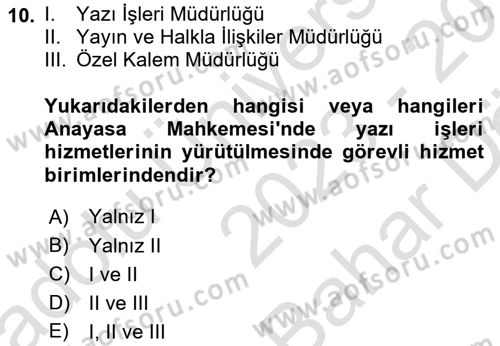 Temel Kalem Mevzuatı Bilgisi Dersi 2023 - 2024 Yılı (Vize) Ara Sınav Soruları 10. Soru