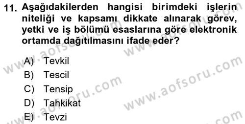 Temel Kalem Mevzuatı Bilgisi Dersi 2023 - 2024 Yılı (Vize) Ara Sınav Soruları 11. Soru