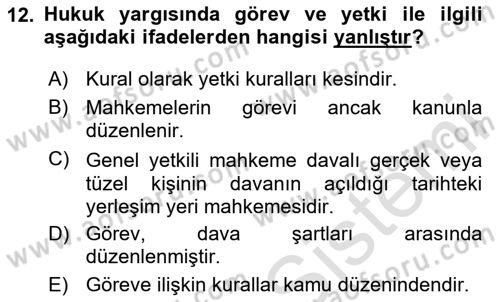 Temel Kalem Mevzuatı Bilgisi Dersi 2023 - 2024 Yılı (Vize) Ara Sınav Soruları 12. Soru