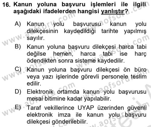 Temel Kalem Mevzuatı Bilgisi Dersi 2023 - 2024 Yılı (Final) Dönem Sonu Sınav Soruları 16. Soru