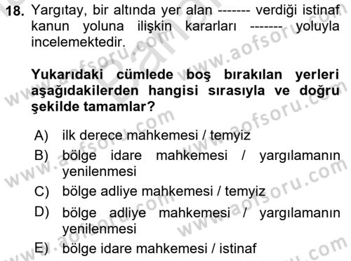 Temel Kalem Mevzuatı Bilgisi Dersi 2023 - 2024 Yılı (Final) Dönem Sonu Sınav Soruları 18. Soru