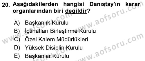 Temel Kalem Mevzuatı Bilgisi Dersi 2023 - 2024 Yılı (Final) Dönem Sonu Sınav Soruları 20. Soru