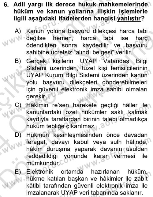 Temel Kalem Mevzuatı Bilgisi Dersi 2023 - 2024 Yılı (Final) Dönem Sonu Sınav Soruları 6. Soru