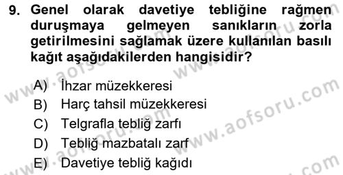 Temel Kalem Mevzuatı Bilgisi Dersi 2023 - 2024 Yılı (Final) Dönem Sonu Sınav Soruları 9. Soru