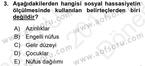 Acil Durum Bilgisi ve Yönetimine Giriş Dersi 2017 - 2018 Yılı (Final) Dönem Sonu Sınav Soruları 3. Soru