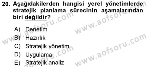 Afet Sosyolojisi Dersi 2017 - 2018 Yılı (Vize) Ara Sınav Soruları 20. Soru