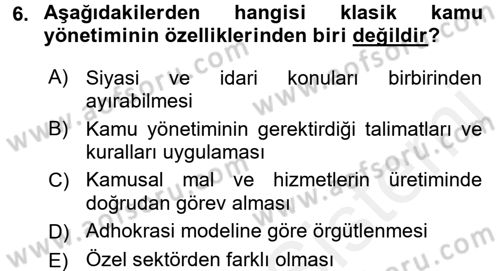 Afet Sosyolojisi Dersi 2017 - 2018 Yılı (Vize) Ara Sınav Soruları 6. Soru