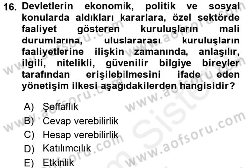 Afet Sosyolojisi Dersi 2017 - 2018 Yılı (Final) Dönem Sonu Sınav Soruları 16. Soru
