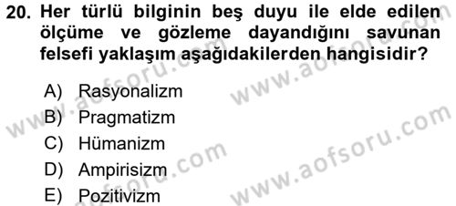 Afet Sosyolojisi Dersi 2017 - 2018 Yılı (Final) Dönem Sonu Sınav Soruları 20. Soru